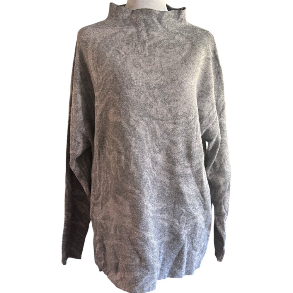 Christian Siriano Women's Gray Marble Swirl Mock Turtleneck Sweater sz 1X‎